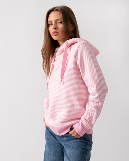 Joules Rushton Womens Cowl Neck Hoodie - Pink Stripe