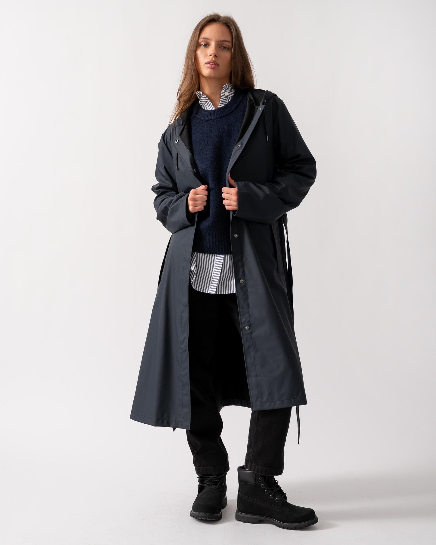 Rains Womens A-Line Longer Jacket - 47 Navy