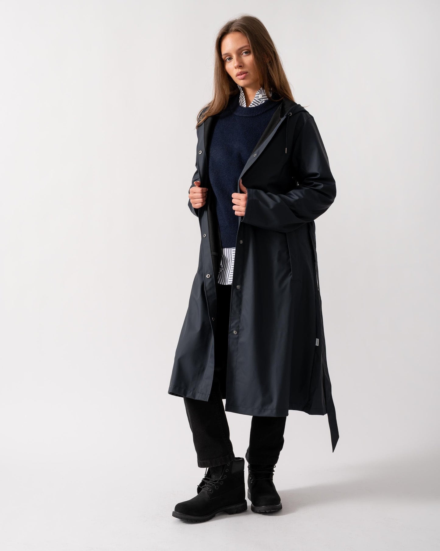 Rains Womens A-Line Longer Jacket - 47 Navy