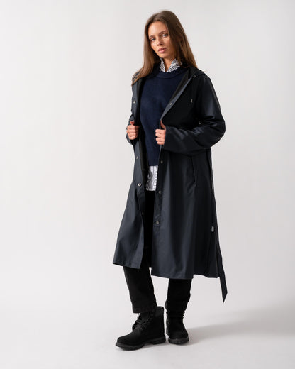 Rains Womens A-Line Longer Jacket - 47 Navy