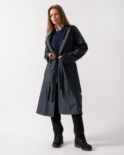 Rains Womens A-Line Longer Jacket - 47 Navy