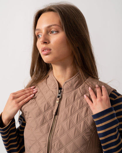 Joules Minx Womens Diamond Quilt Gilet - Light Brown