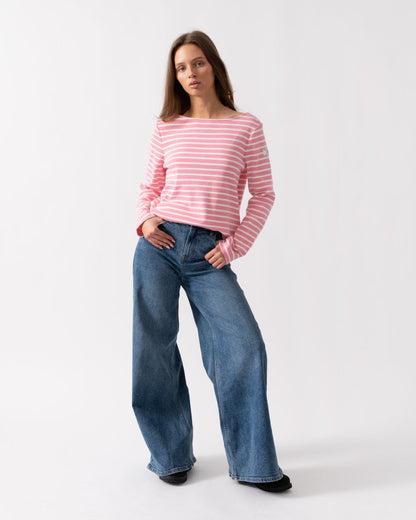 Joules New Harbour Womens Striped Breton Top - Pink Stripe