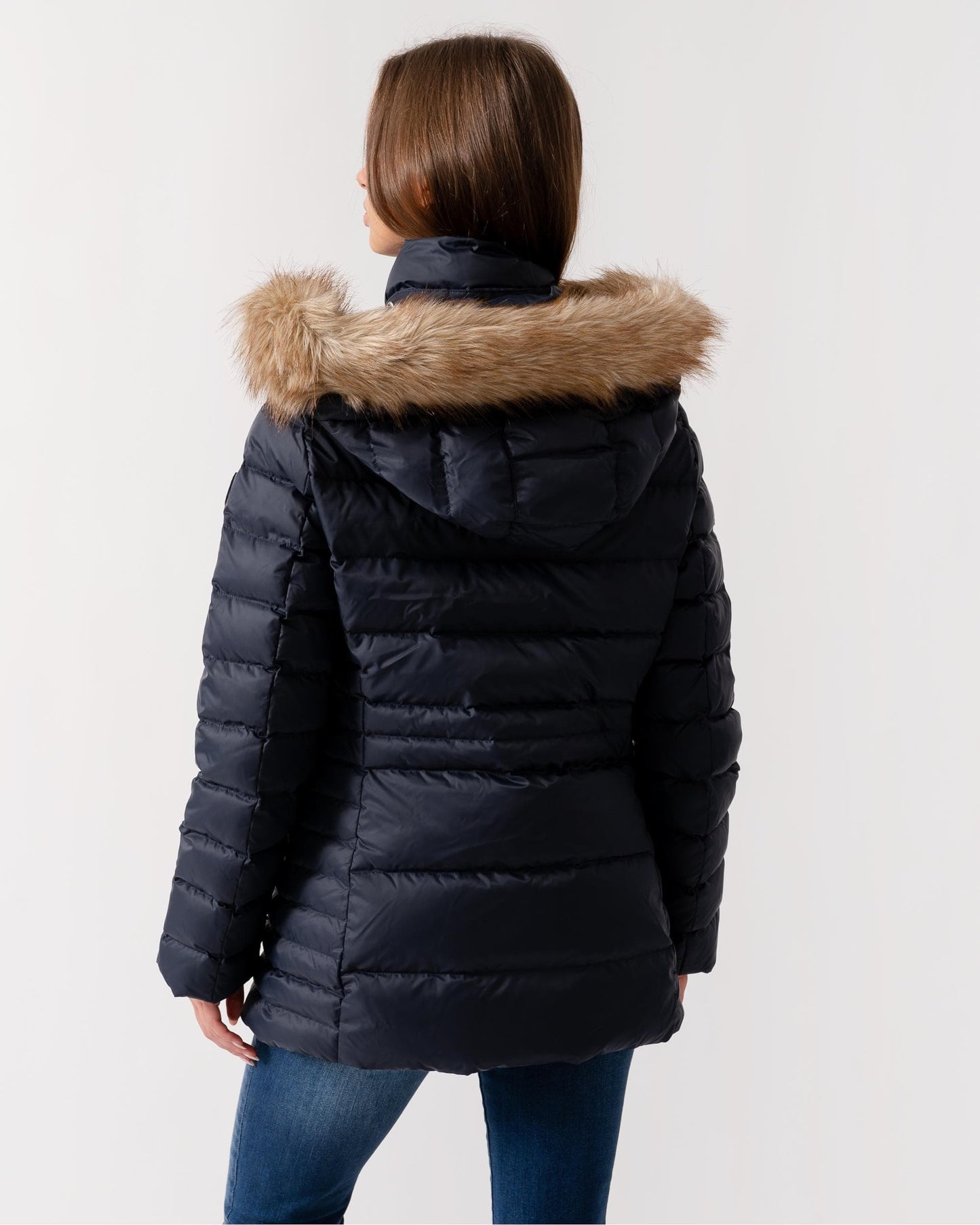 Tommy Hilfiger Tyra Down Faux Fur Womens Jacket - Desert Sky