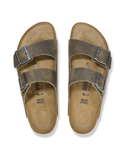 Birkenstock Arizona Oiled Natural Leather Womens Sandals - Faded Khaki