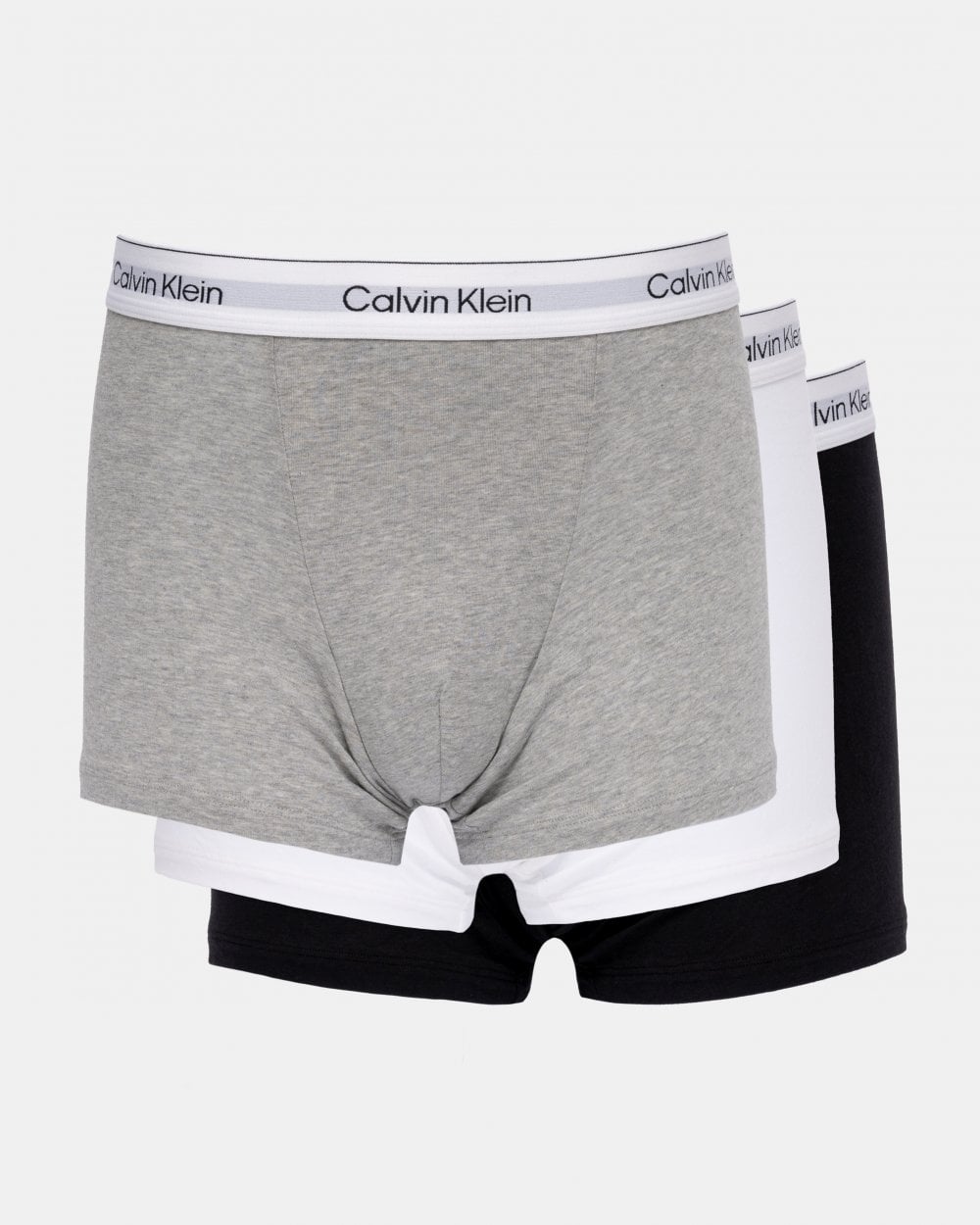 Calvin Klein 3 Pack Mens Relaxed Dart Trunk - Grey Heather/White/Black - CHO - Designer Mens Underwear