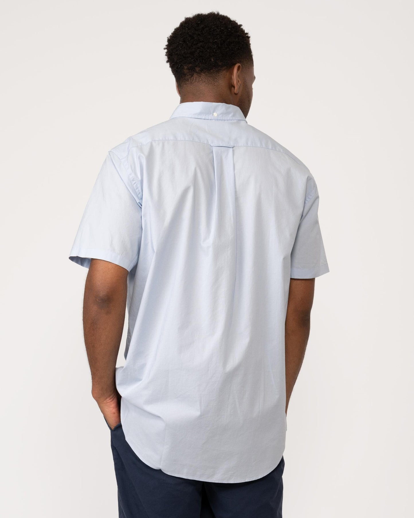 GANT Mens Regular Fit Short Sleeve Poplin Shirt - 455 Light Blue