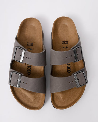 Birkenstock Arizona Oiled Natural Leather Womens Sandals - Iron