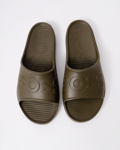 BOSS Orange Darian Mens Lightweight EVA Slides with Logo Strap - Open Green 361