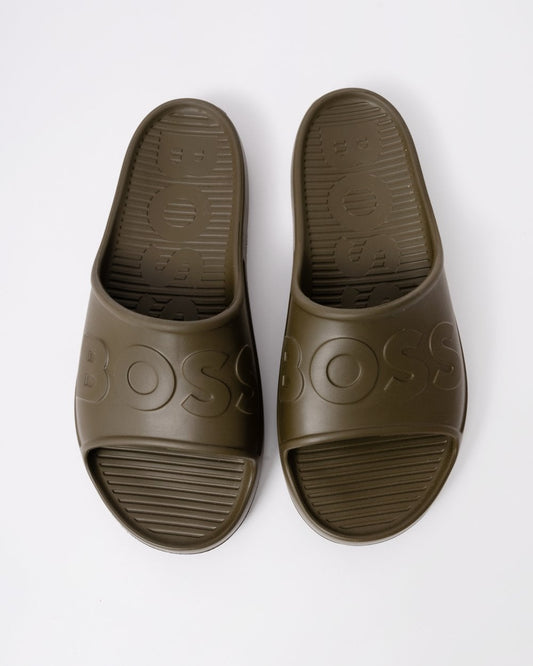 BOSS Orange Darian Mens Lightweight EVA Slides with Logo Strap - Open Green 361