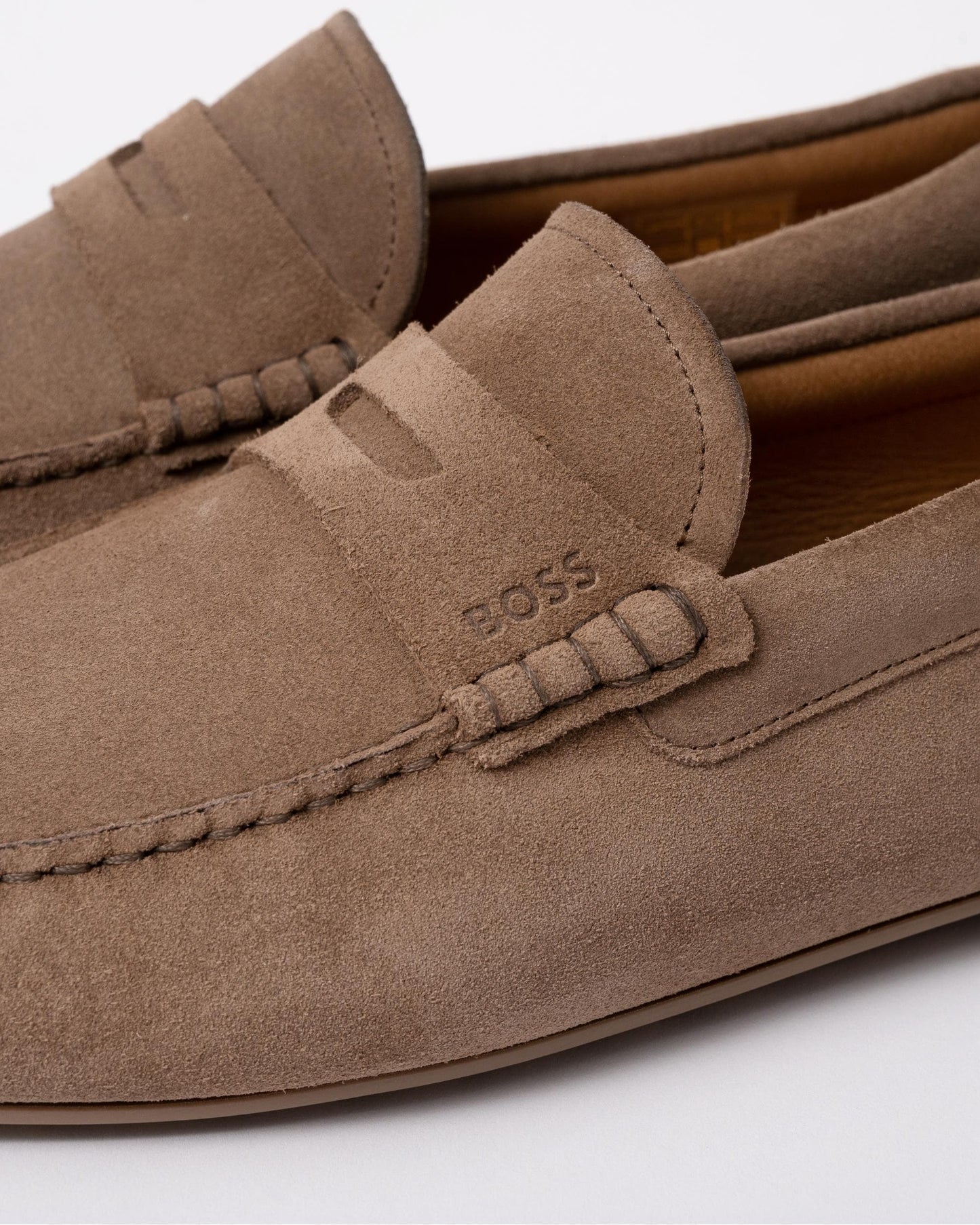 BOSS Orange Noel Mens Suede Driving Moccasins - Medium Beige 260