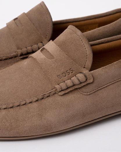 BOSS Orange Noel Mens Suede Driving Moccasins - Medium Beige 260