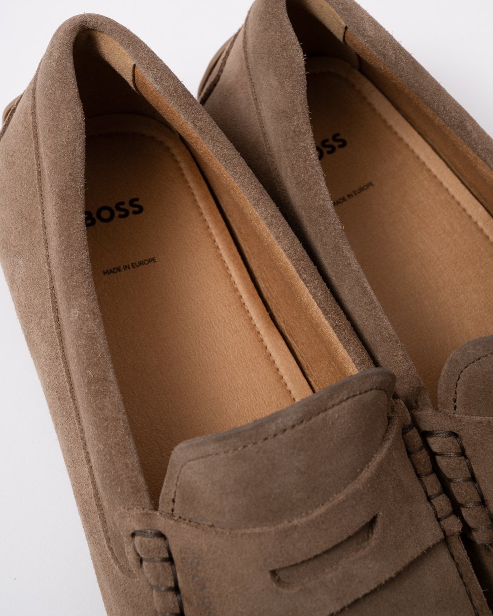 BOSS Orange Noel Mens Suede Driving Moccasins - Medium Beige 260