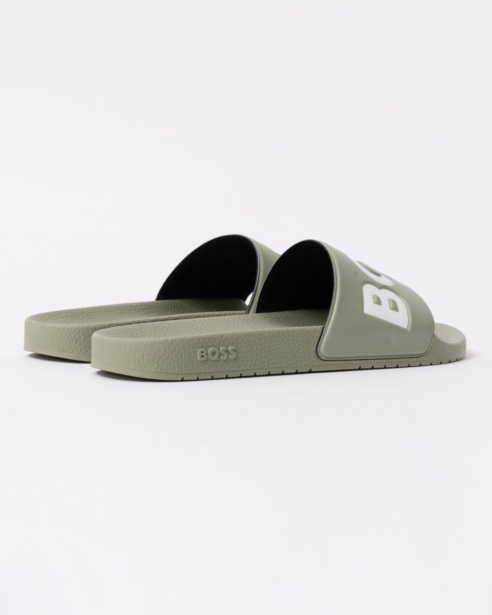 BOSS Orange Aryeh Mens Italian-Made Slides With Large Logo Detail - Medium Green 311