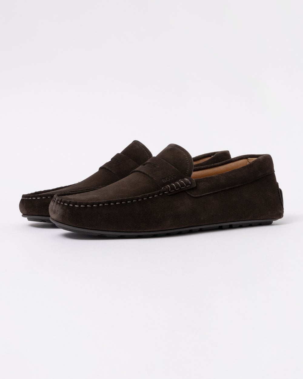 BOSS Orange Noel Mens Suede Driving Moccasins - Dark Brown 201
