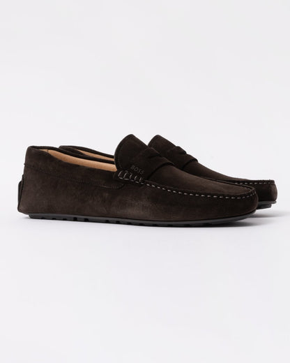BOSS Orange Noel Mens Suede Driving Moccasins - Dark Brown 201