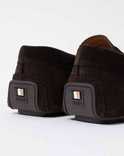 BOSS Orange Noel Mens Suede Driving Moccasins - Dark Brown 201