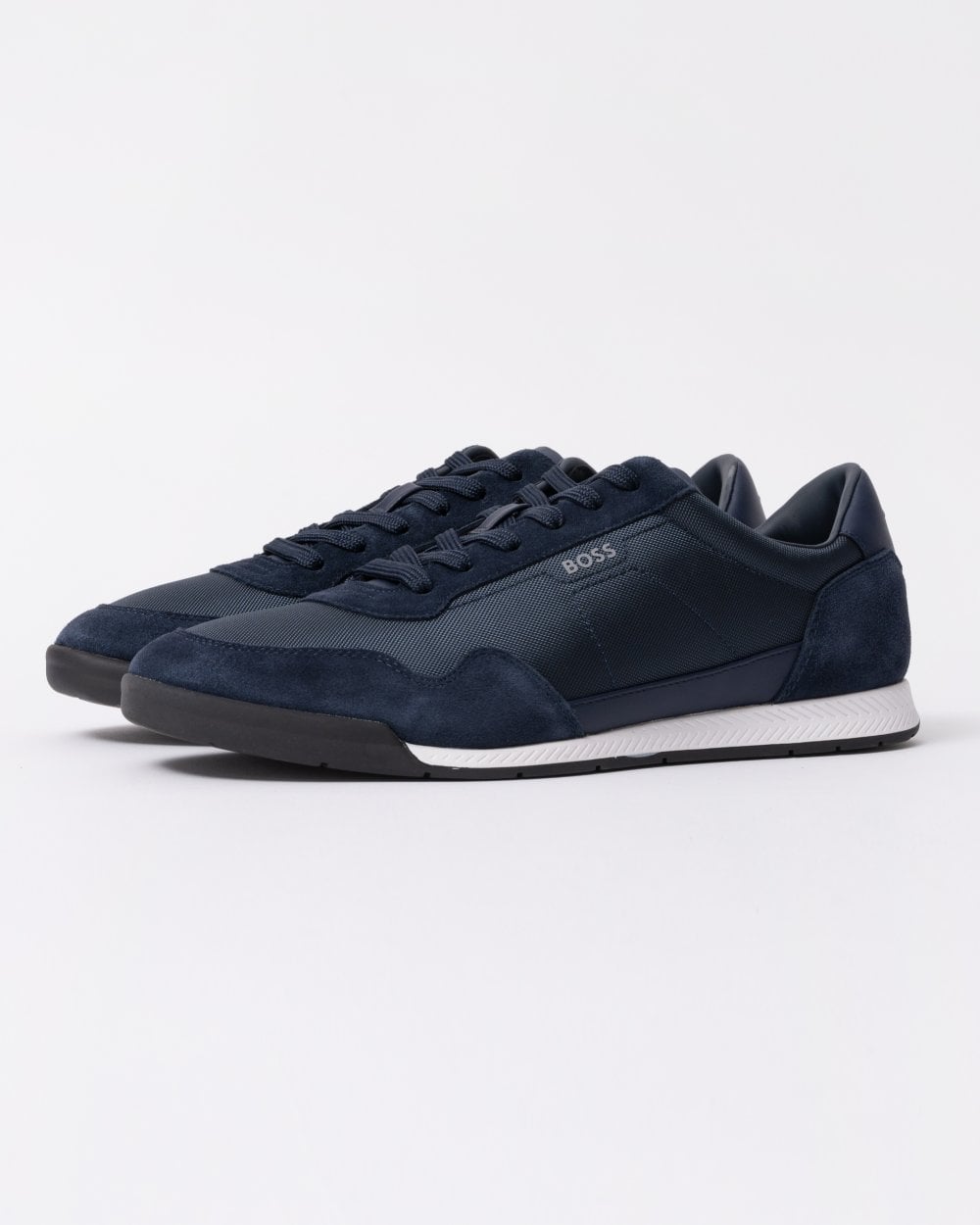 BOSS Orange Titanium Mens Mixed Material Lace-Up Trainers with Suede Trims
