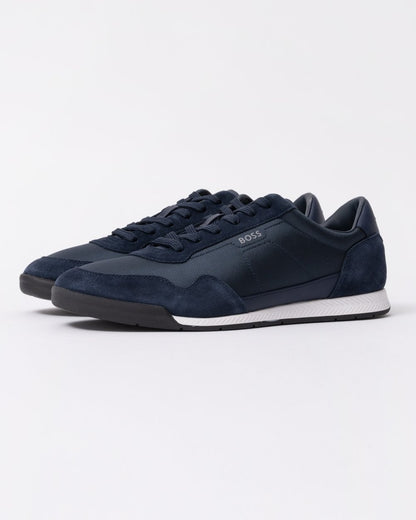 BOSS Orange Titanium Mens Mixed Material Lace-Up Trainers with Suede Trims