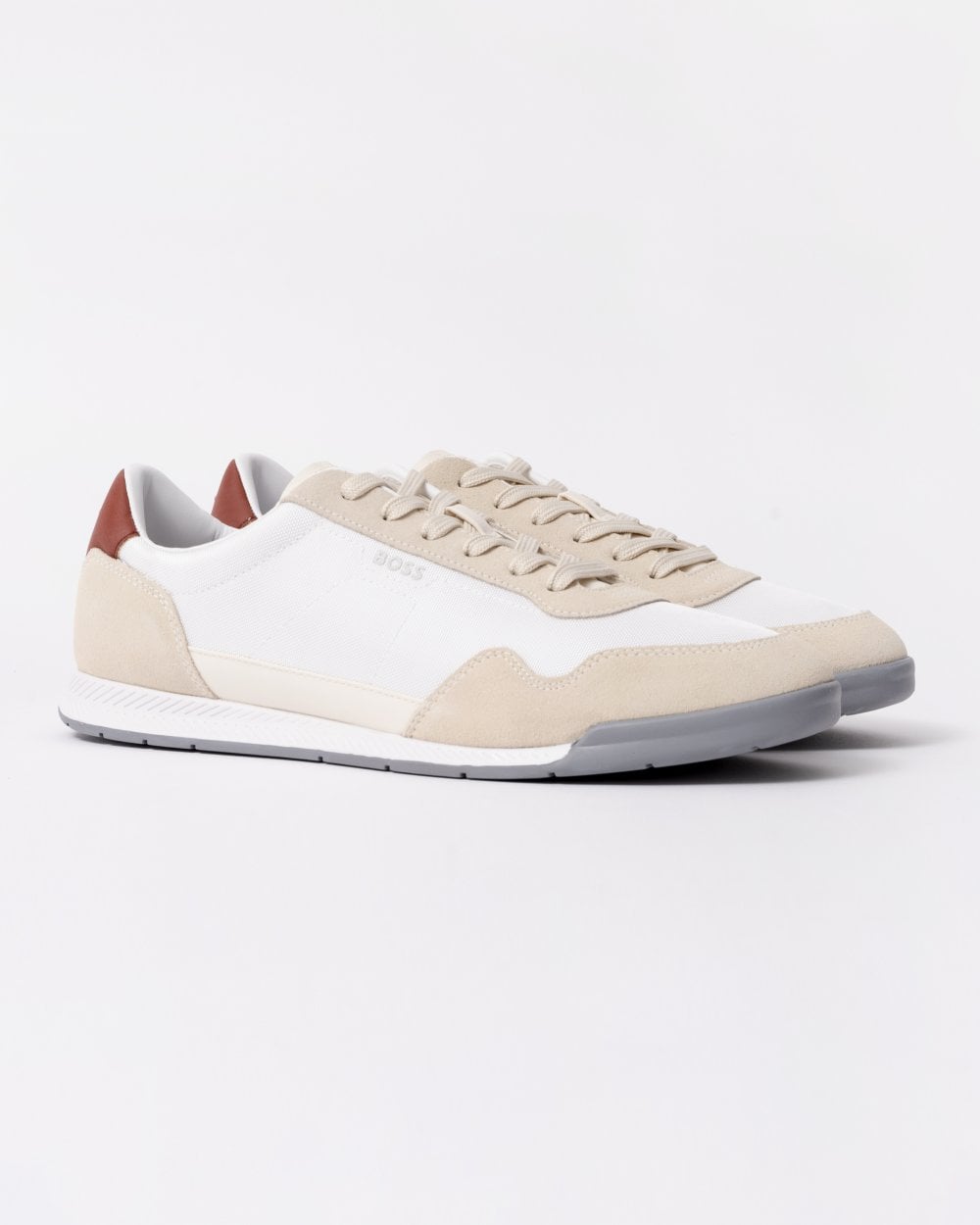 BOSS Orange Titanium Mens Mixed Material Lace-Up Trainers with Suede Trims - Open White 126