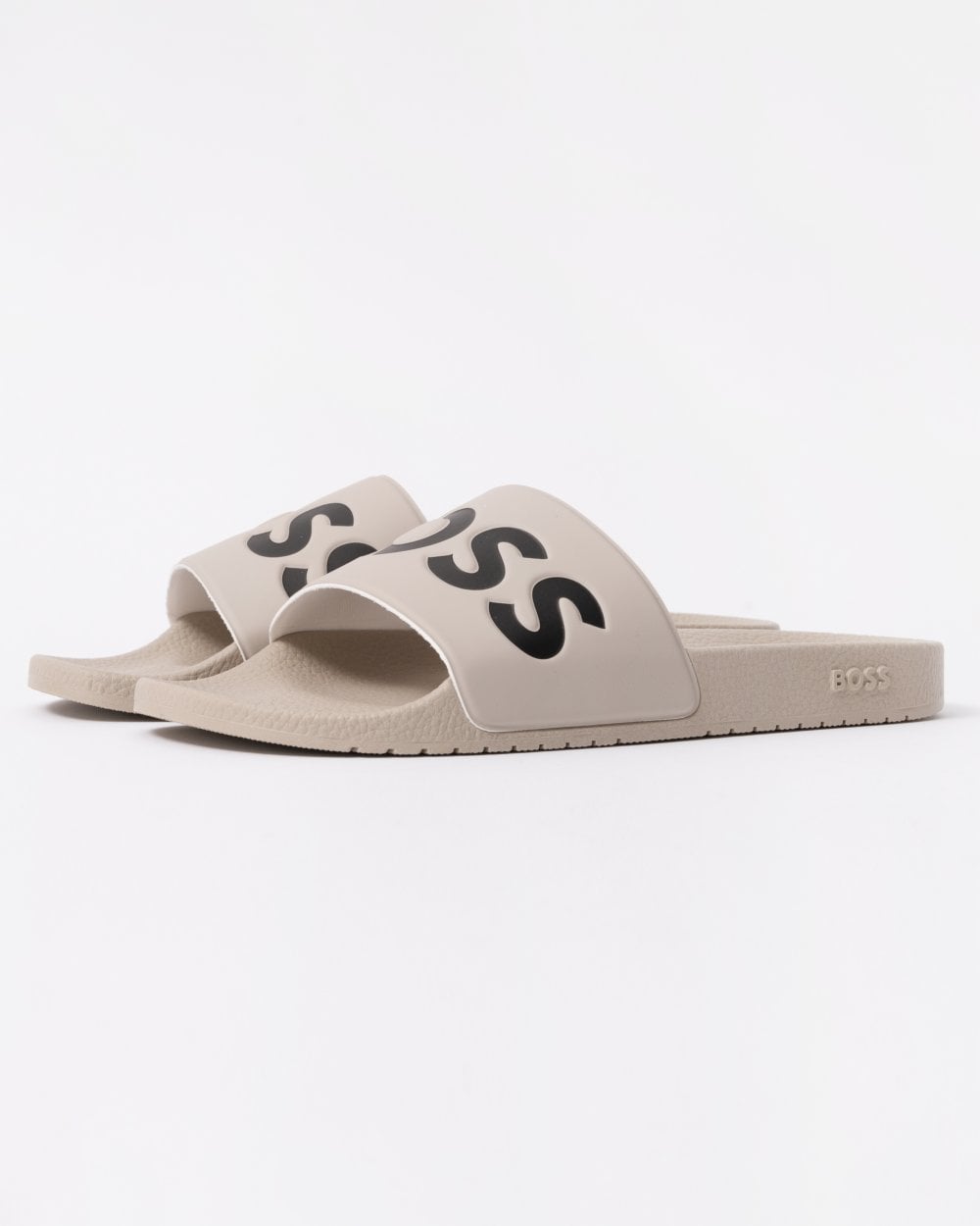 BOSS Orange Aryeh Mens Italian-Made Slides With Large Logo Detail - Open White 131