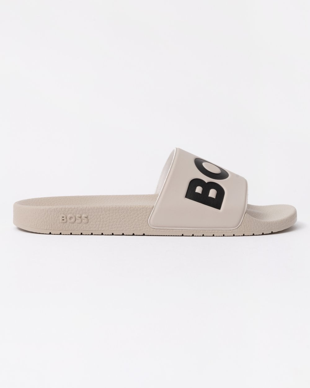 BOSS Orange Aryeh Mens Italian-Made Slides With Large Logo Detail - Open White 131