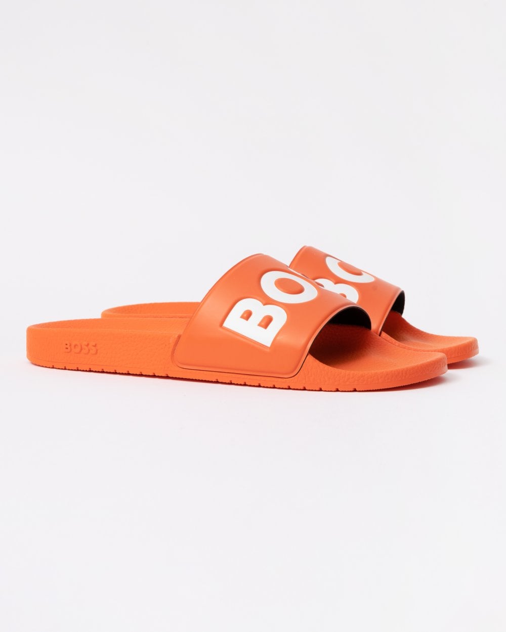 BOSS Orange Aryeh Mens Italian-Made Slides With Large Logo Detail - Bright Orange 823