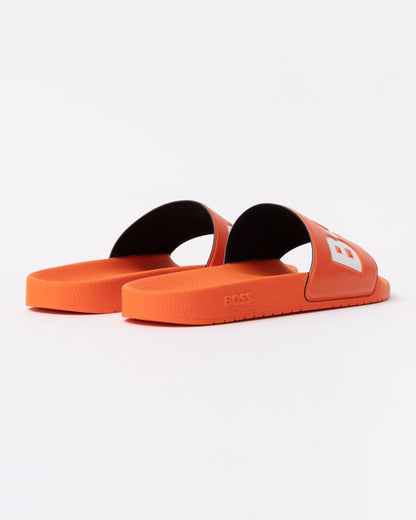 BOSS Orange Aryeh Mens Italian-Made Slides With Large Logo Detail - Bright Orange 823