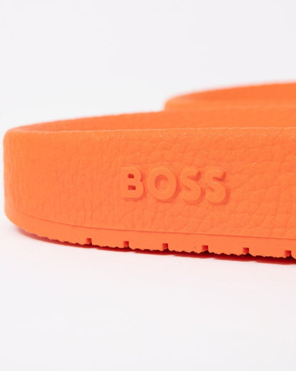 BOSS Orange Aryeh Mens Italian-Made Slides With Large Logo Detail - Bright Orange 823