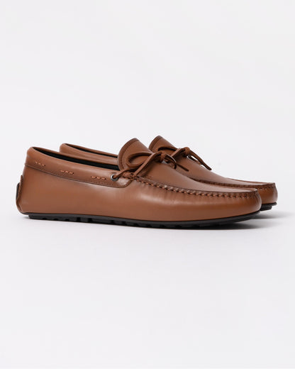 BOSS Orange Noel Mens Italian Leather Driving Moccasins - Medium Brown 210