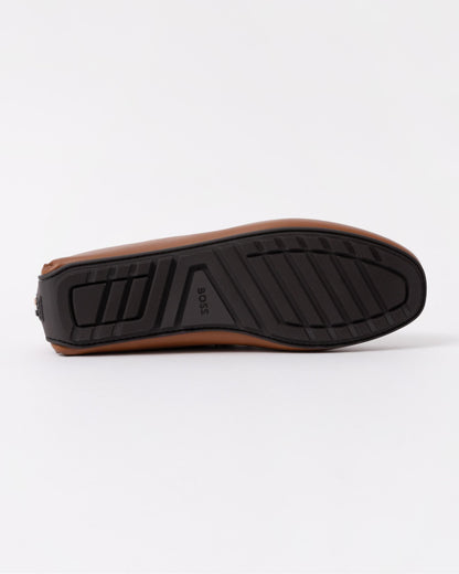 BOSS Orange Noel Mens Italian Leather Driving Moccasins - Medium Brown 210