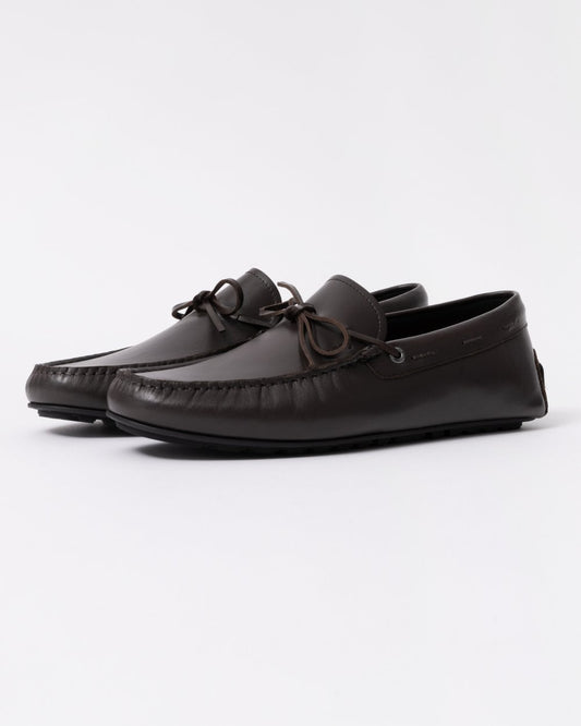 BOSS Orange Noel Mens Italian Leather Driving Moccasins - Dark Brown 201
