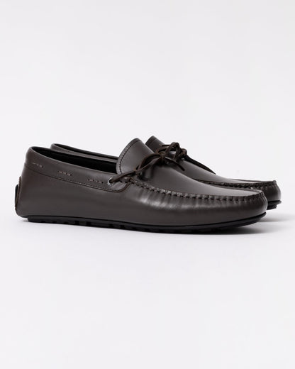 BOSS Orange Noel Mens Italian Leather Driving Moccasins - Dark Brown 201