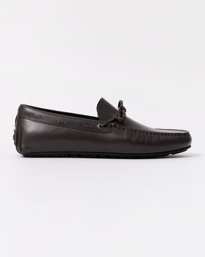 BOSS Orange Noel Mens Italian Leather Driving Moccasins - Dark Brown 201