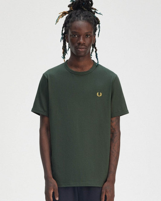 Fred Perry Mens Ringer T-Shirt - Court Green X89