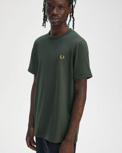 Fred Perry Mens Ringer T-Shirt - Court Green X89