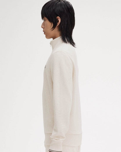 Fred Perry Mens Half Zip Sweatshirt - Porridge Marl/Anchor Grey W50