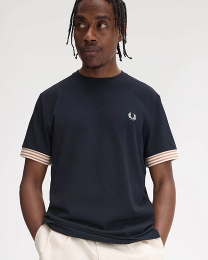 Fred Perry Mens Striped Cuff T-Shirt