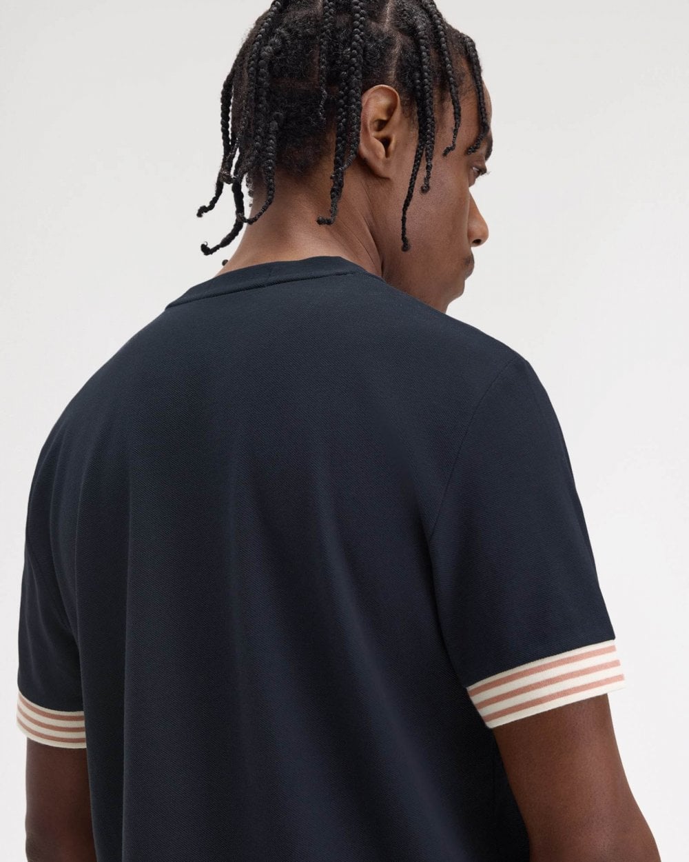 Fred Perry Mens Striped Cuff T-Shirt - Navy 608