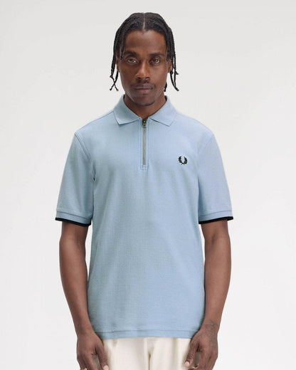 Fred Perry Mens Crepe Pique Zip Neck Polo Shirt