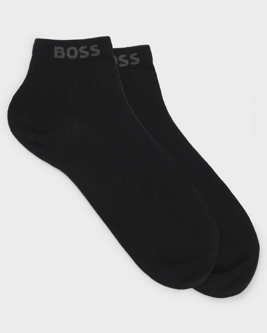 BOSS Orange 2-Pack Mens Short Socks with Logo Cuffs - Black 001