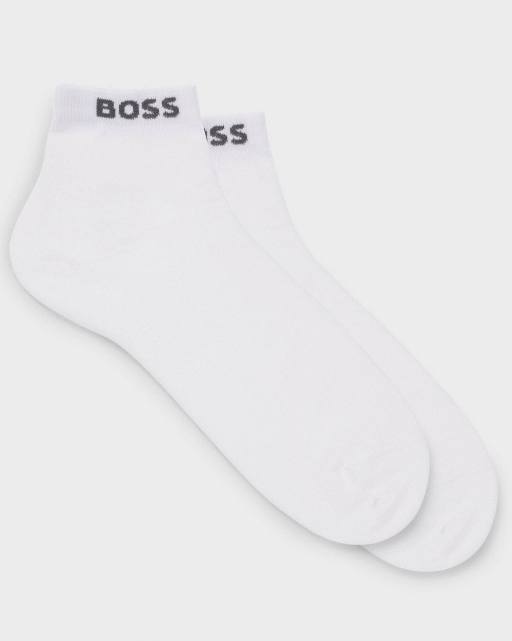 BOSS Orange 2-Pack Mens Short Socks with Logo Cuffs - White 100