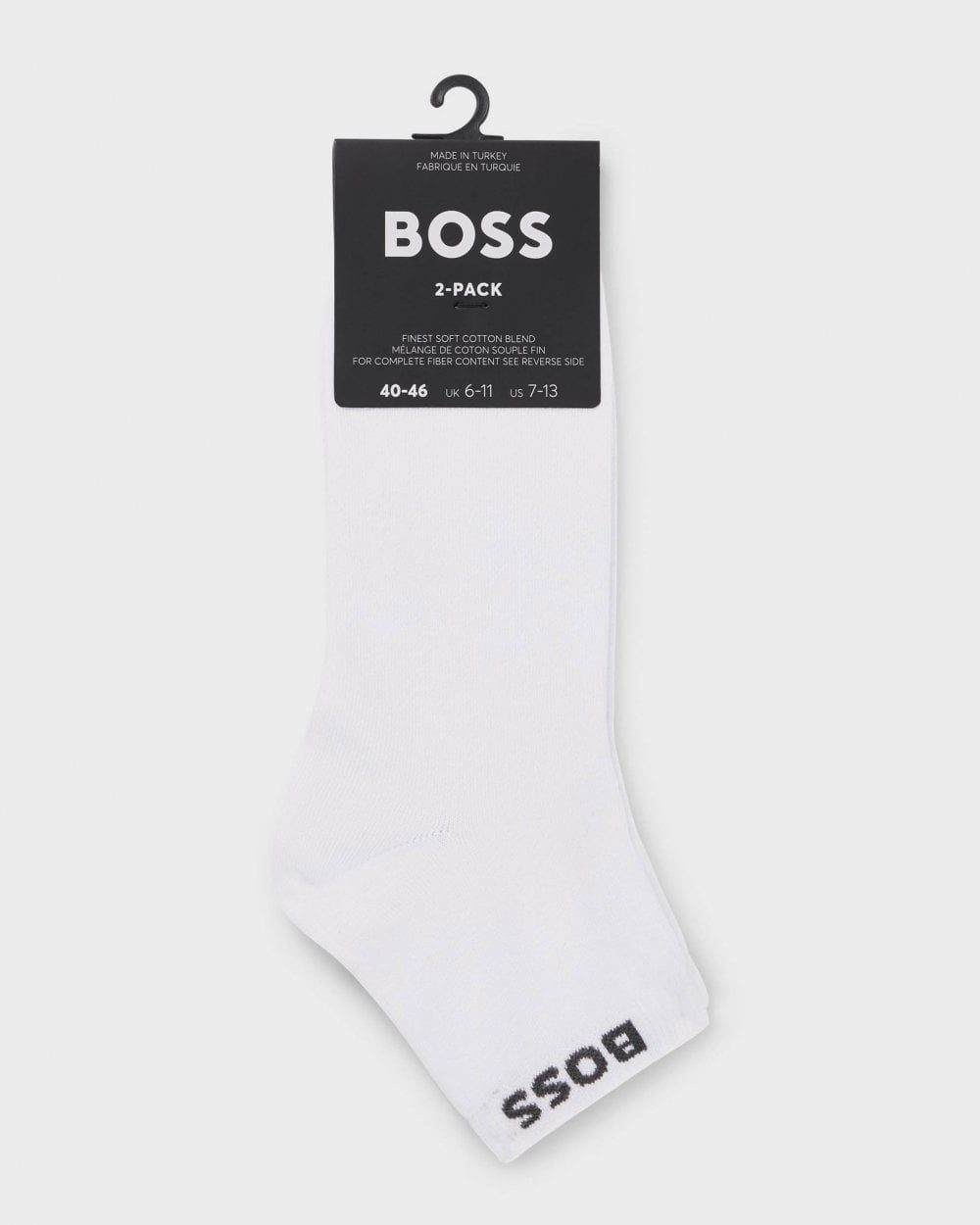 BOSS Orange 2-Pack Mens Short Socks with Logo Cuffs - White 100