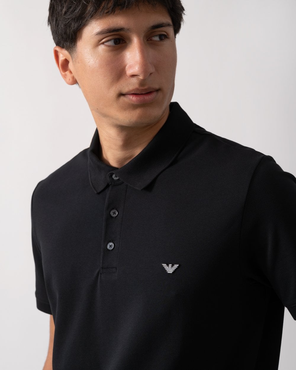 Emporio Armani Mens Eagle Logo Beach Polo - Black