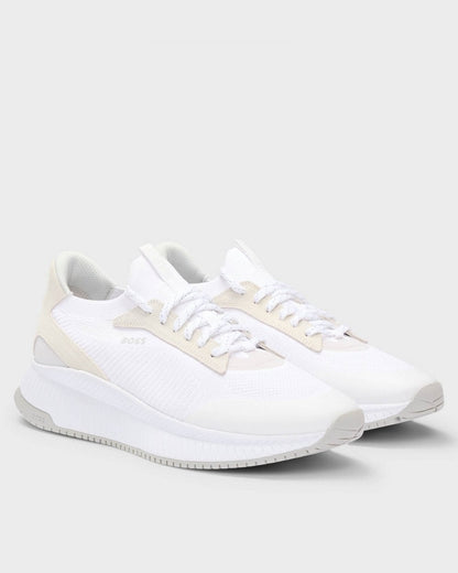 BOSS Orange TTNM EVO Mens Trainers with Knitted Uppers - White 100