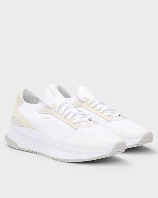 BOSS Orange TTNM EVO Mens Trainers with Knitted Uppers - White 100