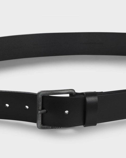 BOSS Orange Jeeko Mens Leather Belt with Logo Buckle NOS - Black 001