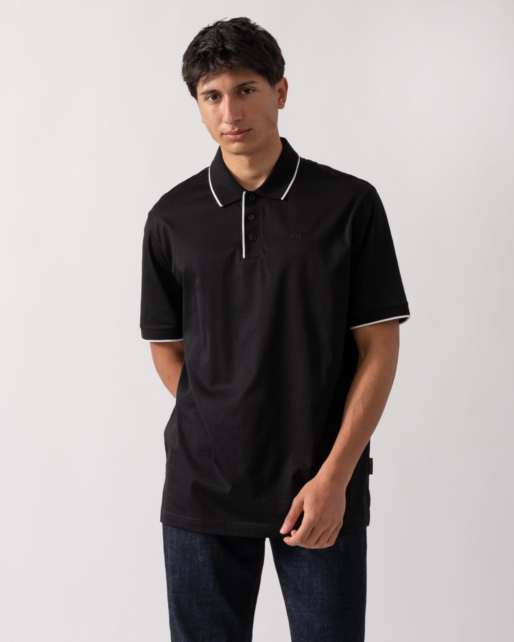 Armani Exchange Armani Exchange Mens A|X Monogram Contrast Tipped Polo Shirt