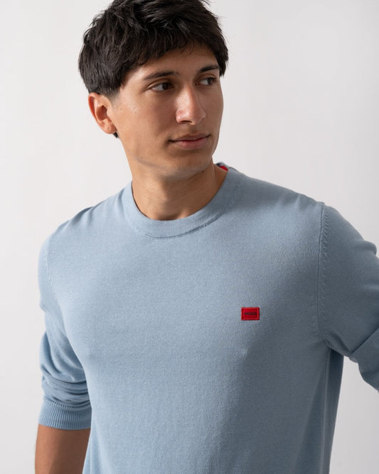 HUGO San Cassius Mens Crew Neck Sweater - Open Blue 483