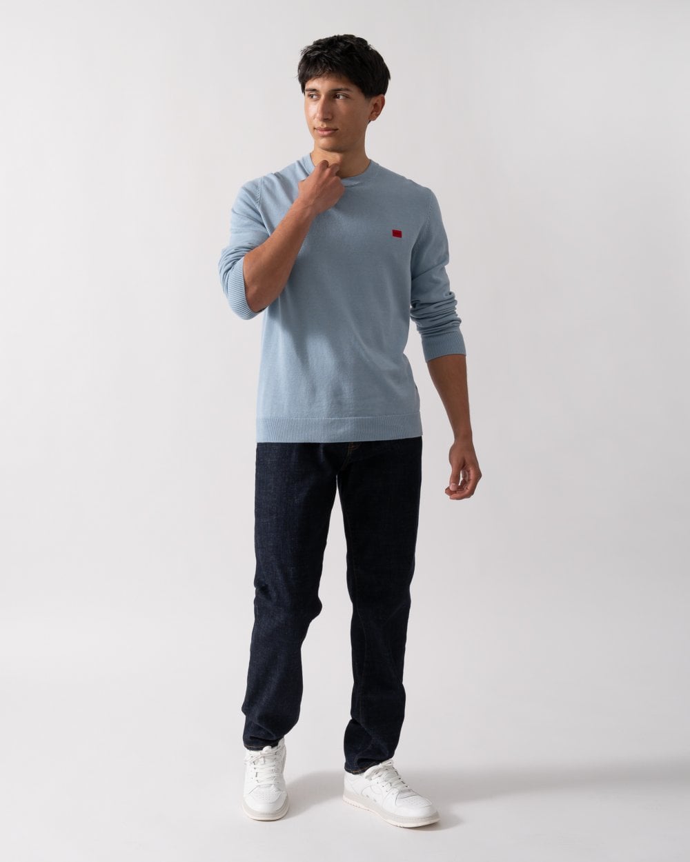 HUGO San Cassius Mens Crew Neck Sweater - Open Blue 483